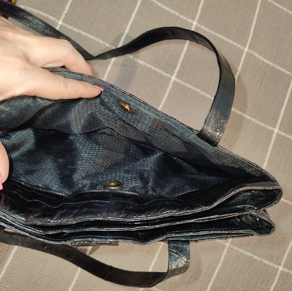 Vtg 1970s Eel Skin Satchel Bag Purse - Picture 6 of 8